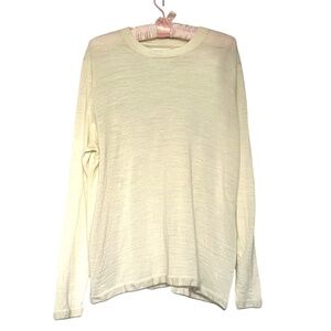 Hudson North Sweater Merino Wool Size 1X Crewneck :Pullover Ivory Thin